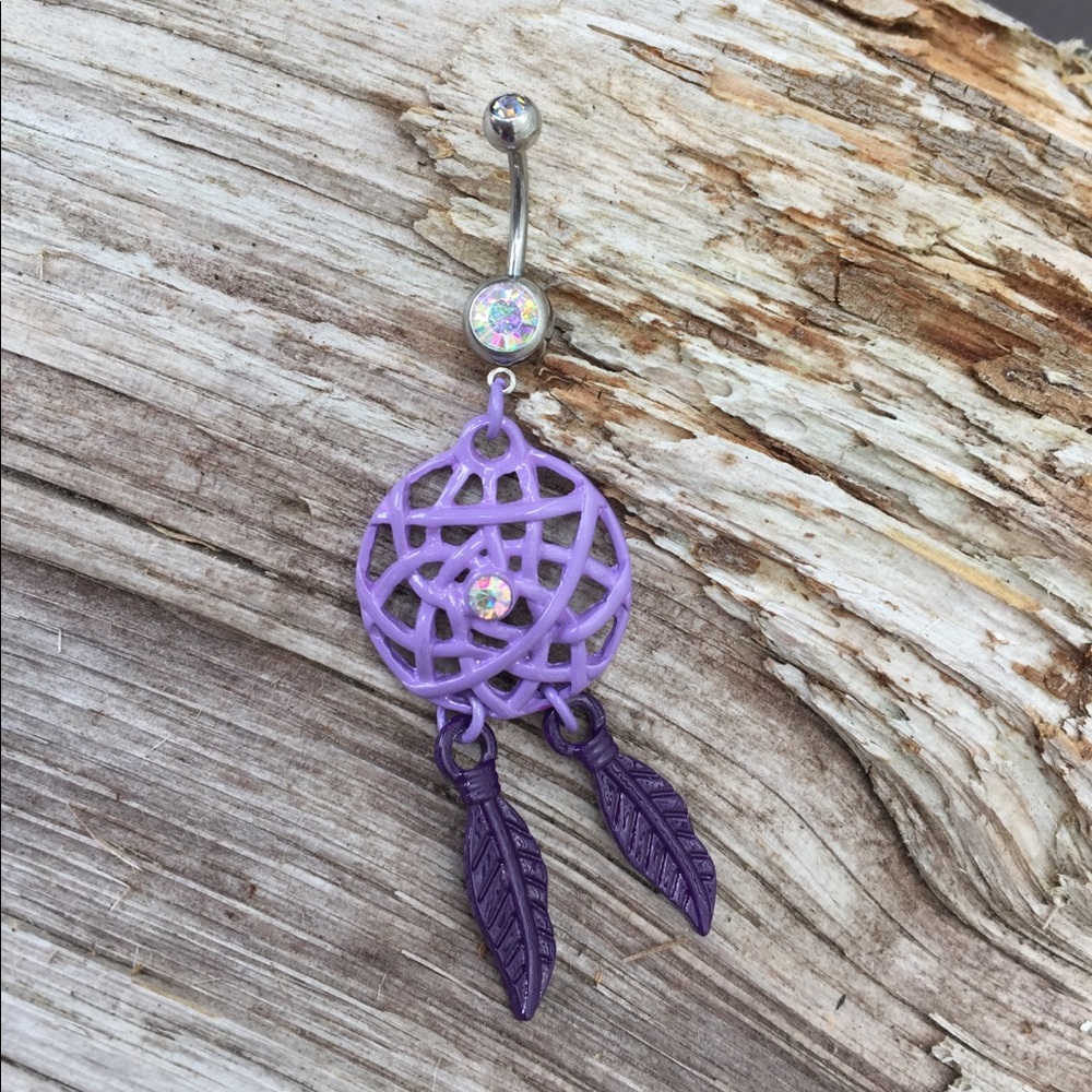 Dream Catcher Purple Belly Button Navel Ring